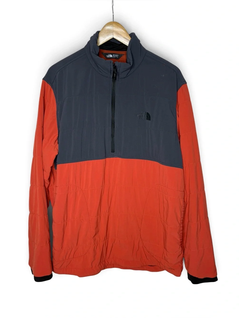 The North Face Mountain Sweatshirt quarter-zip pullover orange and dark grey XL